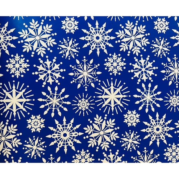 Hallmark Wrapping Paper Christmas White Snowflakes on Blue 90 sq ft Jumbo Roll - Picture 1 of 2